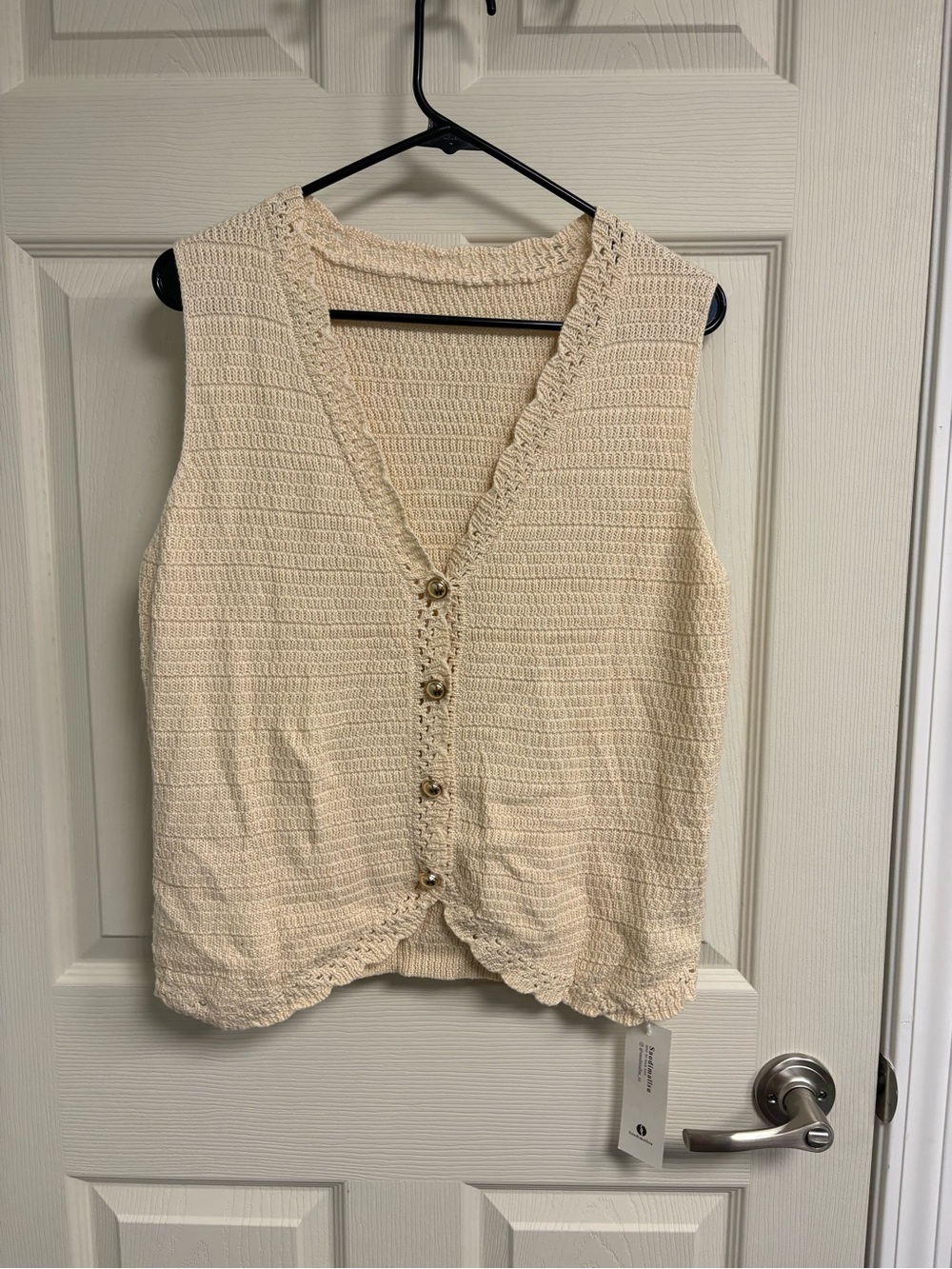 NWT Crochet type Large Beige Vest
